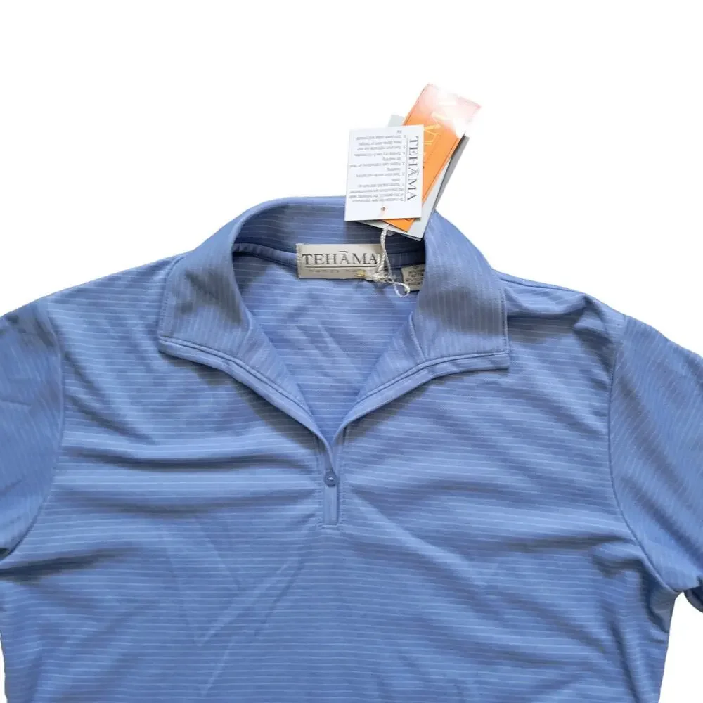 Tehama Women Golf Polo Short Sleeve Blue Collared Hang Em Dry Pima Cotton Sz S - Picture 2 of 8